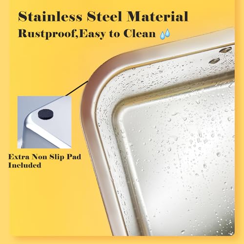 Stainless Steel Cat Litter Box,Extra Large Metal Litter Box,24Lx16x6 in | Extra Large Metal Litter Tray for Big Cats Kitty Rabbits,No Smell,Non Stick,Easy to Clean - color: 6"H, size: 24"L x 16"W