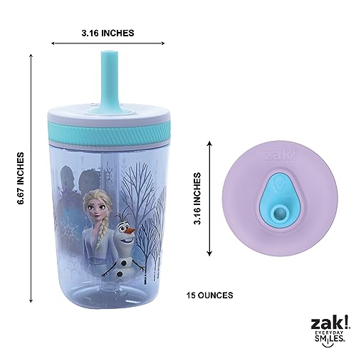 Zak Designs Disney Frozen II Movie Kelso Tumbler Set, Leak-Proof Screw-On Lid with Straw, Made of Durable Plastic and Silicone, Perfect Bundle for Kids (Frozen 2 Olaf, 15 oz, 2pc Set) - color: Frozen 2