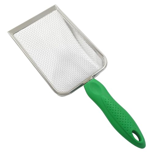 Murtenze Stainless Steel Cat Litter Scoop, Non-Stick Coated Metal Fine Sand Litter Scoop, Mesh Shovel for Reptile Kitten Pooper (Green, 2mm mesh) - color: Green