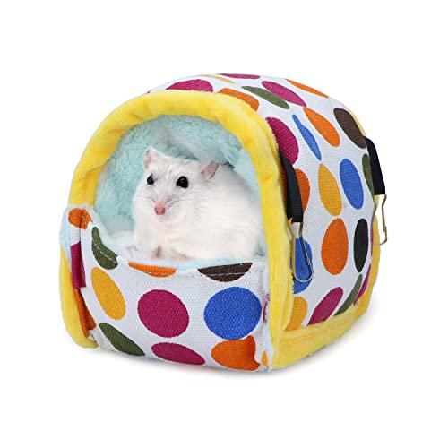 Wontee Hamster Bed Hideout Sugar Glider Hammock Small Animal Warm Bed House for Hamsters Hedgehogs Sugar Glider Gerbils Mice (Medium, Colorful Dots) - color: Colorful Dots, size: Medium