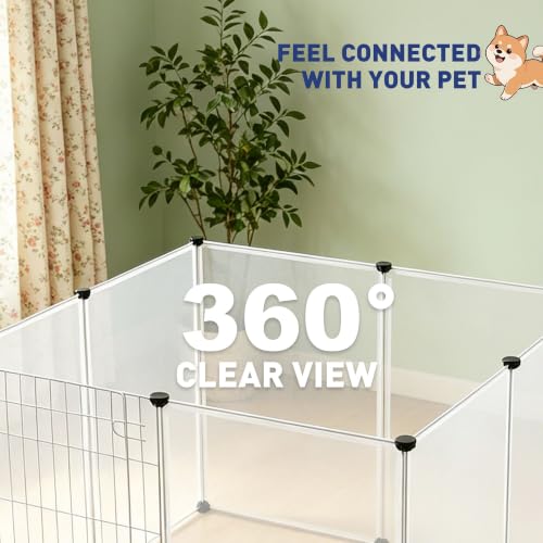 BRIAN & DANY Dog Playpen Portable for Small Animals, Dog Play Pen Indoor, Transparent Pet Playpen for Puppies, Cats, 40" L x 40" W x 28" H | Dog Play Pen Indoor, Transparent Pet Playpen for Puppies, Cats, 40" L x 40" W x 28" H - style: 40" L x 40" W x 28"