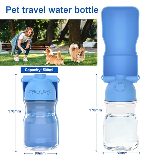 Amerisun Dog Water Bottle16.9 OZ Collapsible Leak-Proof Pet Water Bowl | Collapsible Water Bottle,Suitable for Dog, Cat, Puppy Guinea Pig Hamster & Bunny Ideal for Walking Hiking(A012B-blue) - color: A012B-blue