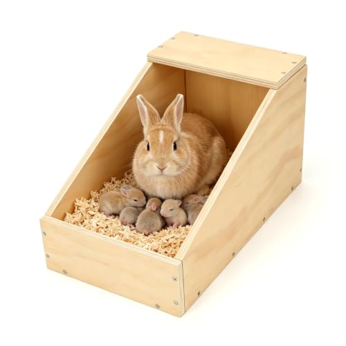 Rypet Wooden Rabbit Nesting Box for Breeding(15.7 x 11.4 x 11.4 Inch) | Low-Step Entry Anti-Crush Design, Enclosed Rear Sanctuary, Chew-Resistant, for Small Animals bunny box - size: 15.7"L x 11.4"W x 11.4"H