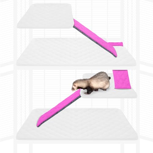 Paw Inspired Fleece Ramp Covers for Critter Nation Cage, Pink, 3 Count | Fitted Ladder Liners for Ferret Nation/Critter Nation Cage, For Ferrets, Rats, Chinchillas, Hedgehogs, Small Animals, Pets - color: Pink, size: Ramp Cover - 3 Pack