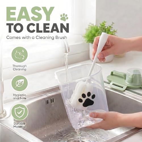 Dog Storage Container with cleaning brush with Measuring Cup | Airtight Portable Pet Food Containers with Upgraded Large Spout and Cup for Dogs,Cats,Birds,Small Animals（Green） - color: 3QT-Green