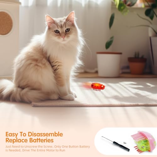 XCZAP Cat Electric Toy Bug – Automatic Rolling Interactive Cat Toy(2-Pack) (A-PC-Luminous Yellow Red) - color: A-PC-Luminous Yellow Red