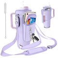 Stanley Carrier Bag for Stanley 40oz/30ozTumbler with Phone with 2 Adjustable Strap,3 Pockets Bottle Stanley Cup Carrier Bag & Case,Accessories for Hiking Travelling - color: Purple