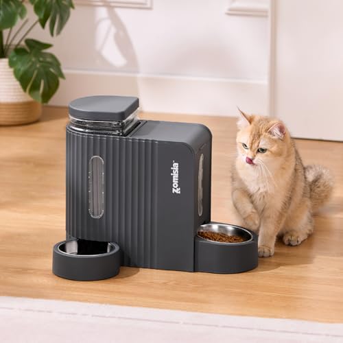 ZOMISIA Gravity Cat Food and Water Dispenser, 2 in 1 Automatic Cat Feeder