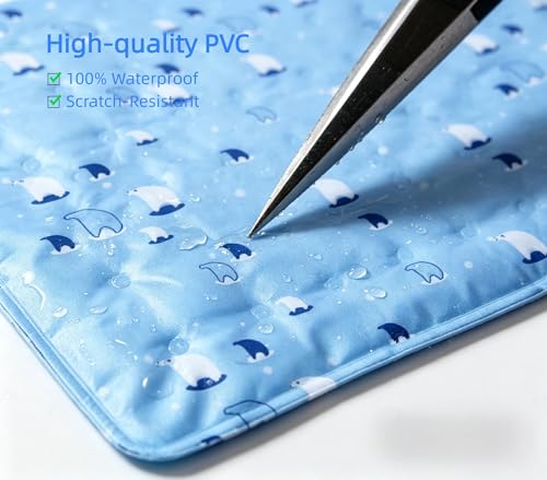 ZeQi Gel-Filled Cooling Mats for Cats Dogs Pets 35''x24'', Water-Proof Surface, Summer Dog Cool Mat, Cooling Cat Bed, Cool Mat, Ice Mat, Seat Cushion for Summer (Large, Animal Print) - size: Large