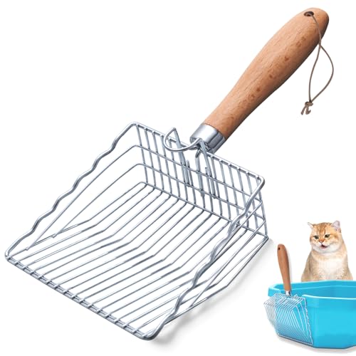 Cat Litter Scoop, Premium Kitty Shovel with Hook and Hole, Metal Sifter Scooper Stainless Steel for Easy Cleaning, Durable and Heavy Duty, Odor-Free for Litter Box | Premium Kitty Shovel with Hook and Hole, for Easy Cleaning, Durable, Odor-Free for Litter