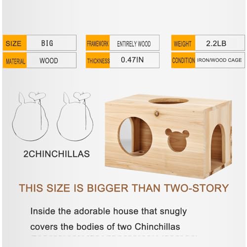 Chinchilla House Chinchiila Nest Degu House Small Animal Hideout Natural Wooden No Paint Wooden peg Safe Durable Teeth Grinding