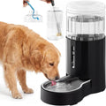 CZPET Dog Water Bowl Dispenser 8L, Wider Mouth Gravity Refilling (Black) | With Stainless Steel Bowl Gravity Waterer, Large Capacity and Drinking Area Noise-Free for Pets - color: Black