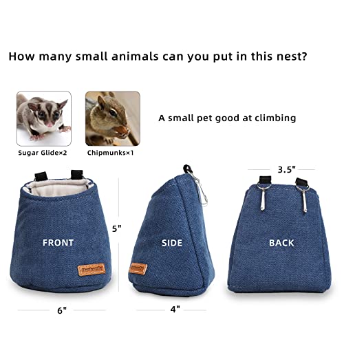 Sugar Glider Bed Pouch for Cage Sleeping Nest Bed, Warm Pouch for Cage Accessories, Sugar Gliders Hammock Pouch Sack Swing Hanging Bed Bedding (Blue) - color: Blue