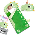 Kids Sleeping Bag, 3 in 1 Larger Plush Animal Toddler Nap Mat | Slumber Bag for Travel Sleepover Birthday Daycare Preschool Kindergarten, Boys Girls - color: Green Dinosaur, size: 70"*27"