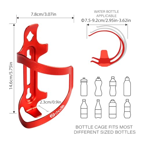 Chooee Bike Water Bottle Holder Aluminum, Bicycle Water Bottle Cage for Road Bikes Mountain Bikes Red 2-Pack - color: Red