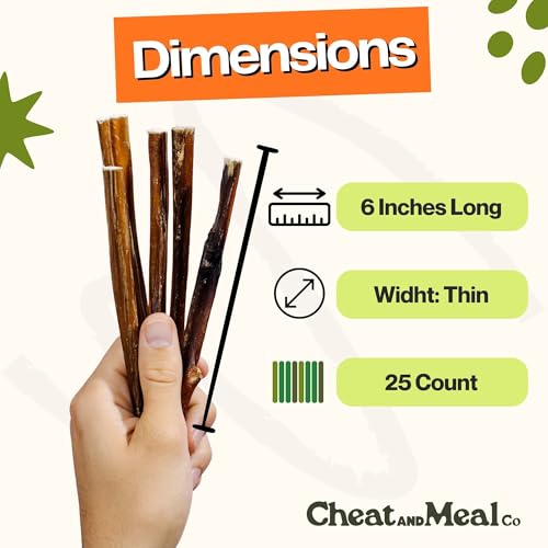 Bully Sticks for Small Dogs & Puppies - Puppy Chew Toys for Teething, 6 Inch (25 Count), Long Lasting Dog Chews, Single Ingredient 100% Grass-Fed, Free Range, Rawhide-Free - size: 9.5 Ounce (Pack of 1)