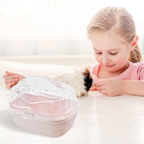 Hamster Carrier Cage with Water Bottle,Portable Hamsters Travel Cage Plastic Guinea Pig Carrying Cases Small Animal Carry Cage for Dwarf Hamsters Chinchillas Hedgehog Mouse(Pink) - color: 【Pink】
