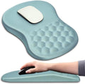 Hokafenle Ergonomic Mouse Pad Wrist Support with Massage Design, Wrist Rest Pain Relief Mousepad with Memory Foam&Non-Slip PU Base, Mouse Pads for Wireless Mouse & Desk (12x8 inch,Light Blue) - color: HK005-Light Blue