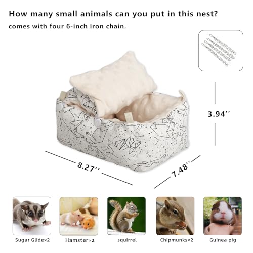 Sugar Glider Bonding Pouch,Hamster Bed with Beaded Fleece Lining,Syrian Hamster Habitat Mini House,Play and Sleeping - Pet Hideout