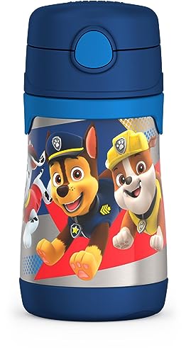 THERMOS Vacuum Insulated Stainless Steel 10oz Straw Bottle, PAW PATROL BOY (Pack of 3) - color: PAW PATROL BOY, size: 10 Ounces (Pack of 3)