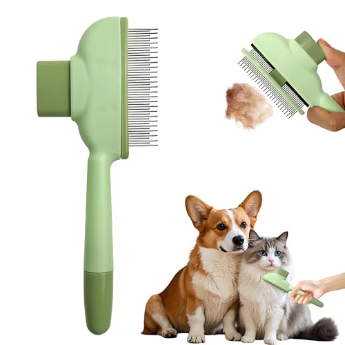 Cat Hair Brush & Dog Brush, Deshedding Brush for Long or Short Haired Pets, Removes Loose Fur, Durable Stainless Steel & ABS Design (green) - color: green 1pc