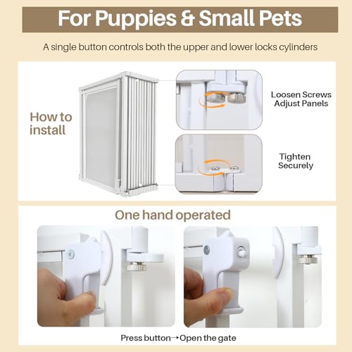 24" H Clear Dog Playpen Indoor, Acrylic Dog Cage with Door 8 Panels | Metal Frame Play Pen Easy Assemble Pet Fence, DIY Foldable Puppy Pen for Ducks Cat Rabbit Small & Medium Pets- White