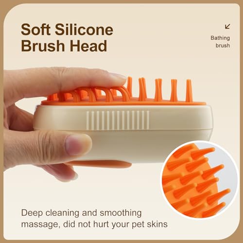 Cat Steam Brush, 3 in 1 Cat Steamy Brush, Silicone Massage Grooming Comb, Pet Hair Cleaning Misting Comb for Kittens(Avocado White) - color: Avocado White