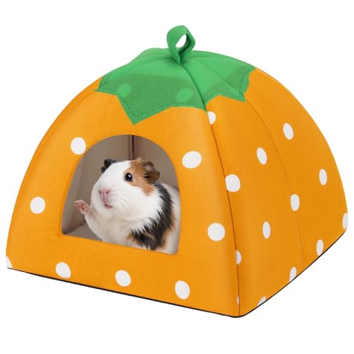 Guinea Pig Hideout Warm Fleece Small Animal Bed Washable Pet Cushion Winter Warm Sleeping Nest for Hamster Rabbit Chinchilla - color: Yellow