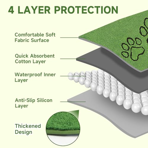 Homimp Washable Pee Pads for Dogs, 2 Pack Super Absorbent Reusable Puppy Pads,Green Long Wool Fake Grass for Potty Training, Upgrade Non-Slip and Leak-Proof,Floor,Couch,Bed and Crate,Green 45"×48" - size: 48"x48"(Pack of 2)