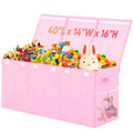 Large Toy Storage Box with Lid & Dividers, Collapsible Kids Toy Chest, Pink | Toy Box for Boys, Girls, Nursery, Bedroom, Living Room, Playroom, 40X14X16 inches - color: Extra Large Pink