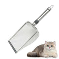 Integrated Metal Cat Litter Scoop, Stainless Steel Mesh Litter Scoop, Long Handle Cat Scooper, Poop Sifting Mesh Litter Deep Shovel, Cat Litter Scooper for Litter Box/Reptile Terrarium Sand Waste