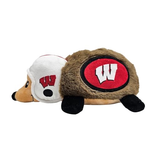 NCAA Wisconsin Badgers Plush Hedgehog Toy for Dogs & Cats, Cool Soft Pet Toy for Fun and Interactive Play, Dog Chew Toy with Squeaker, Licensed Hot Pet Toy - color: Wisconsin Badgers
