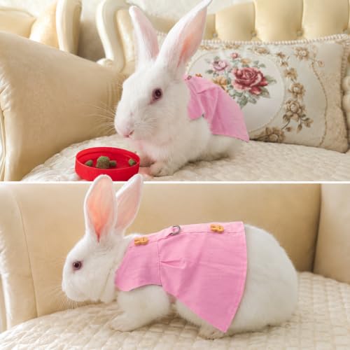 5PCS Rabbit Harness and Leash Set with Dress Hat Bag and Plush Charm for Baby Bunny Guinea Pig Chinchilla, Cute Pink Bunny Clothes Outfit,S,7034-07 - color: Pink, size: S Fits 1.1-2.2lb Baby Bunny Guinea Pig Chinchilla