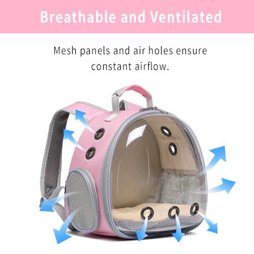 Bunny Carrier, Guinea Pig Carrier,Small Animal Carrier Backpack for Rabbit,Bearded Dragon, Lizard,Hamster,Kitten. Breathable Pet Travel Cage Bag (Pink) - color: Pink