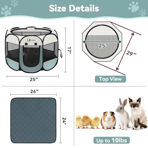 Sieidihit Dog Cat Playpen Tent Crate Cage with Washable Pee Pad, Small Grey | Rest Zone for Recovering Pets New Pet Quarantine Room Portable Pop Up Easy to Set up lightweight dog Kennel with Carrying Bag - color: Grey with Pad