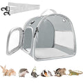 Small Animal Carrier Bag, Upgraded Portable Guinea Pig Carriers, Transparent Hamster Carrying Case, Reptile Rat Rabbit Bearded Dragon Hedgehog Carrier Bag for Travel, Hiking, Walking, Outdoor (Grey) - color: Grey