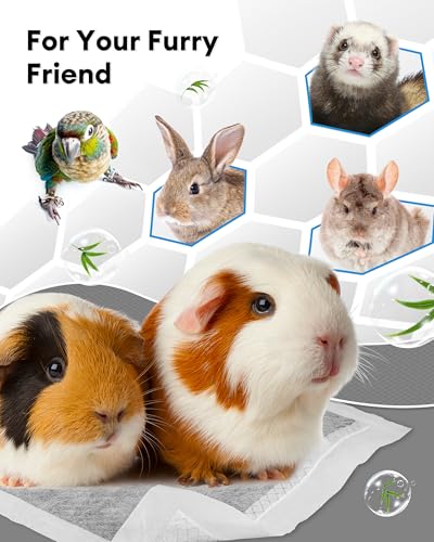 BUCATSTATE 50 Count Disposable Guinea Pig Cage Liners, Super Absorbent Guinea Pig Bedding, Bamboo Charcoal Odor Control Pee Pads for Rabbits, Ferrets and Small Animals (18''x24'') - size: 50 Count