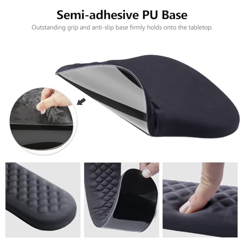 Ergonomic Mouse Pad Wrist Support, 2 in 1 Keyboard Wrist Rest Set | Memory Foam, 15° Ergonomic Slope, Massage Bead Design, Non-Slip PU Base, Lycra Fabric, for Office & Gaming,Black - color: Black