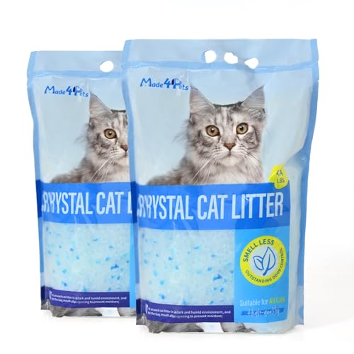 Made4Pets Cat Litter Crystals,Non Clumping Litter 8.6 lbs(2 x 4.3 lb Packs) | Odor Control Kitty Litter Non Clumping No scooping Low Dust, Low Tracking, Lightweight, Dehydrates Waste - size: 2 Pack