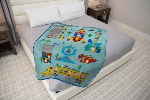 Jay Franco Kids Plush Throw Blanket – Soft & Cozy Fleece Throw for Bedroom & Couch Décor, Official Licensed Product, Blue - LEGO®, 46x60 - Throw Blanket - color: Blue - Lego, size: 46x60 - Throw Blanket