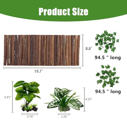 Bearded Dragon Tank Accessories,Reptile Hide Bearded Dragon Hide Wooden Bridge Tortoise Habitat Accessories Basking Platform Hideout for Tortoise Snake Ball Python Lizard Crested Gecko(19.7 x 8.8)