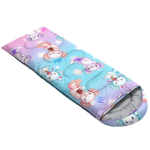 QOOMO Camping Sleeping Bags,3 Season Warm & Cool Weather,Lightweight,Waterproof Sleeping Bags for Adults & Kids,Traveling,and Outdoors,Camping Gear Equipment - color: axolotl