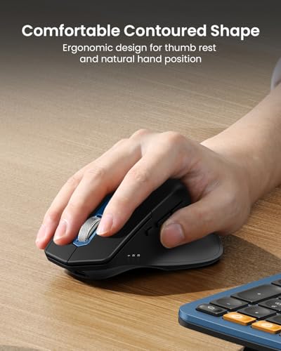 ProtoArc EKM01 Plus Wireless Ergonomic Keyboard Mouse Combo - Blue | Full-size Split Keyboard with Cushioned Wrist Rest, Ergonomic Mouse, 3-Device Bluetooth/2.4G, USB-C Rechargeable - color: Blue