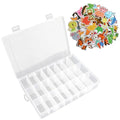 OALCQ Plastic Storage Box with 24 Grid, 100 PCS Animal Stickers, Small Organizer Container for Beads & Screws, Dividers Case for Craft Jewelry Screws Tackle Accessories - style: animal