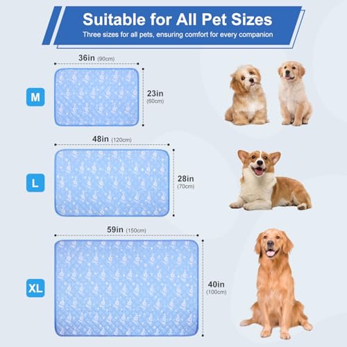 Dog Cooling Mat 36"x23" - Cool-Chill Cool Fiber,Double-Sided Cooling & Warm | Color-Changing Pet Cooling Pad for Dogs & Cats,Endothermic Summer Mat for Dogs & Cats,Foldable Washable, Blue - size: 36.0" Medium x 23.0" W x 0.5" Th