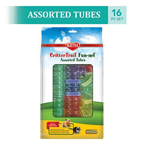 Kaytee CritterTrail Fun-nel 16-Piece Assorted Hamster Tubes | Expand play space. Hamster tunnels for habitat expansion. Small animal tubes & tunnels, easy-clean, comfort grip - size: 16-Piece Assorted Tubes Kit