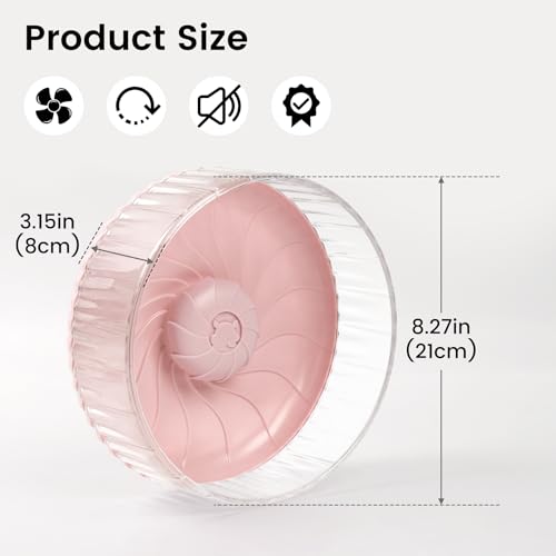 8 inch Silent Hamster Wheel, Stand-Free Cage Spinner, Pink | Stand-Free Cage Installation, Smooth-Rotating Exercise Wheel for Hamsters, Mice and Other Small Pets - color: Pink Without Stand, size: 8in