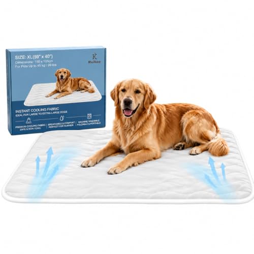 Ruikoo Cooling Dog Mat for Extra Large Dogs, 59" x 40" Self Cooling Dog Pad with Q-Max >0.5, Breathable Washable Non-Slip Orthopedic Dog Bed, Gel-Free Crate Mat for Floor, Sofa, Car & Home - size: X-Large(59" x 40")