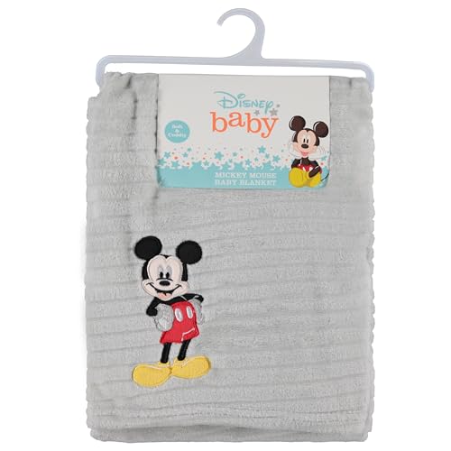 Disney Mickey Mouse Soft Baby Blanket - Flannel Fleece Blanket for Baby Girls/Boys, Plush Crib Stroller Nursery & Daycare Blankey, Good Mouse/Grey - color: Mickey Good Mouse