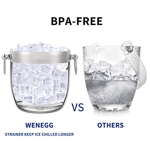 Ice Bucket with Lid, Scoop, Tongs and Strainer - Well Made Insulated Stainless Steel Keep Ice Frozen Longer - Ideal for Cocktail Bar, Parties, Chilling Wine, Champagne - 3 Liter (Stainless Steel) - color: Stainless Steel